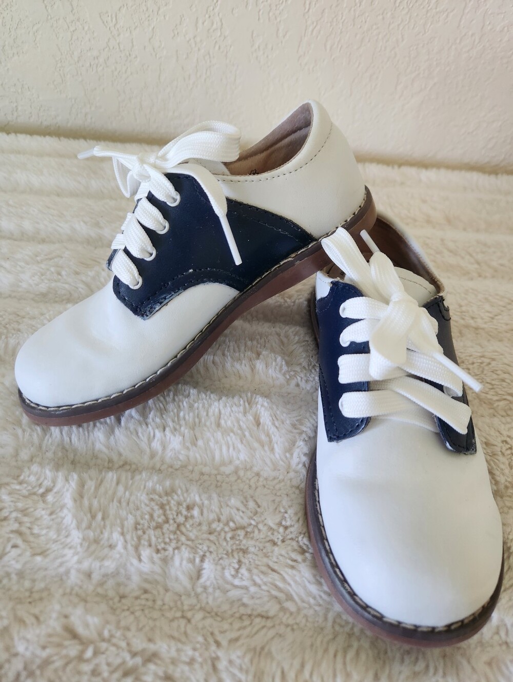 Footmates Childs Classic Saddle Oxford Shoes Matte Blue/Navy Size 10